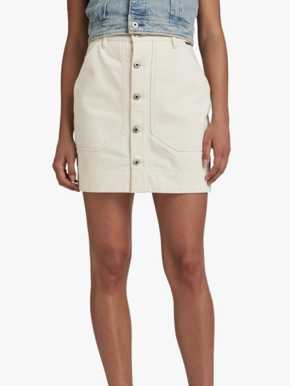 G Star Button Skirt Sz 26 NWT Ecru